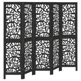 parawan-pokojowy-5-panelowy-czarny-lite-drewno-paulowni
