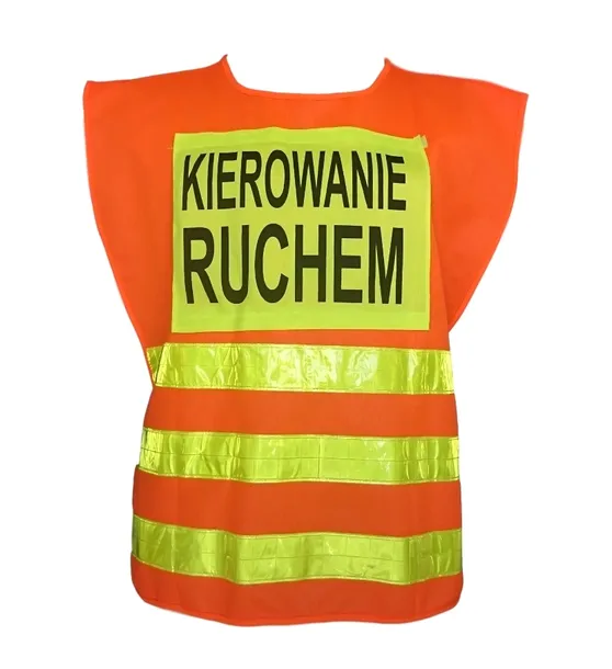 KAMIZELKA OSTRZEGAWCZA ODBLASKOWA DO KIEROWANIA RUCHEM pomarańczowa