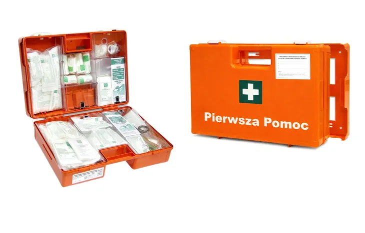 Apteczka PRZEMYSŁOWA ZAKŁADOWA K-15 DIN 13157 33x24,5cm + wieszak na ścianę