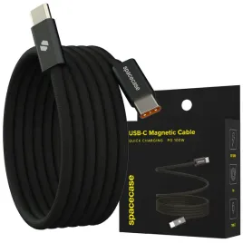spacecase-kabel-magnetyczny-usb-c-100cm-szybkie-ladowanie-pd-100w-zwijany