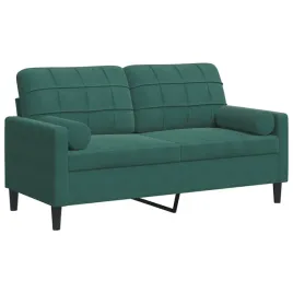 2-osobowa-sofa-z-poduszkami-ciemnozielona-140-cm-aksamit