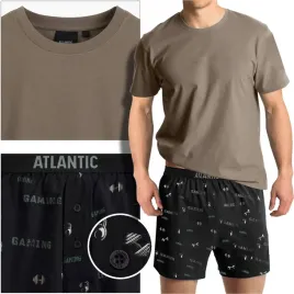 atlantic-pizama-meska-krotka-zestaw-100percent-bawelna-nmp006-bezowy-czarny-l