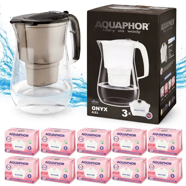 Dzbanek filtrujący do wody Aquaphor Onyx CZARNY 4.2 l +10 WKŁADÓW MG Maxfor