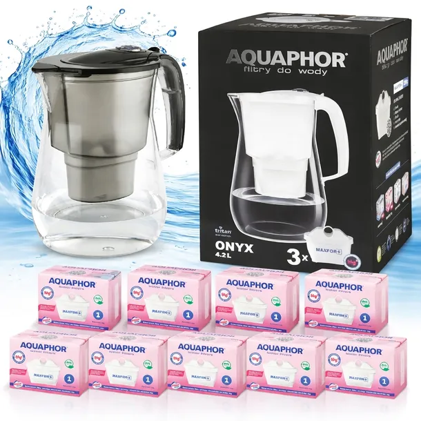 Dzbanek filtrujący do wody Aquaphor Onyx CZARNY 4.2 l +9 WKŁADÓW MG Maxfor