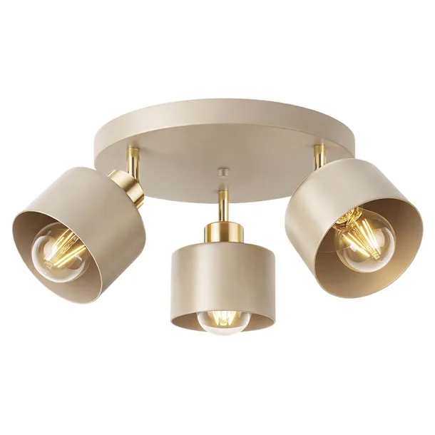 Lampa sufitowa żyrandol Plafon wisząca LED 3x E27 Beżowa ZŁOTA LOFT