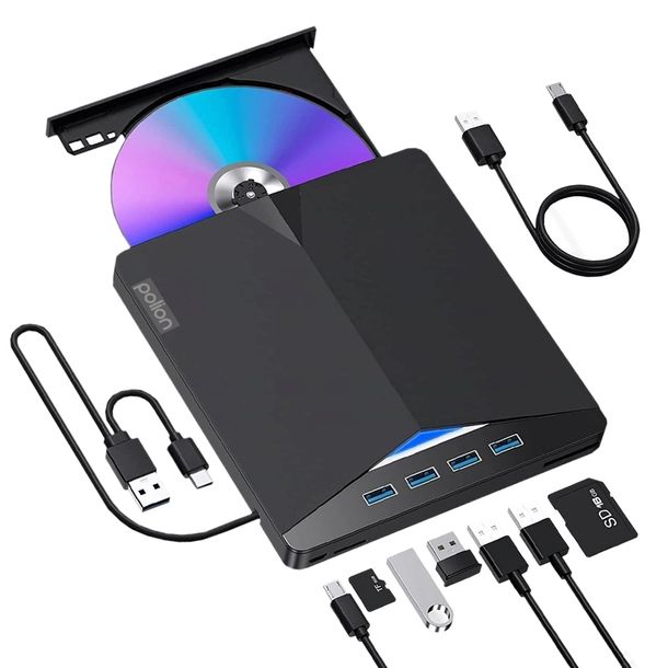 Zewnętrzny napęd nagrywarka DVD-RW 7w1 HUB USB 2.0 czytnik SD/TF