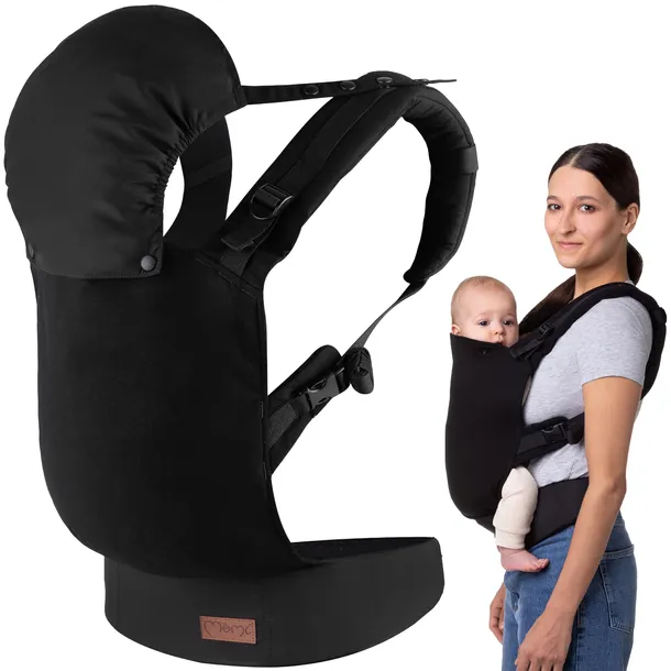 Nosidełko dla dziecka MoMi Collet czarne 2w1 kaptur 2 pozycje do 15kg
