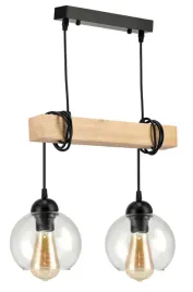 lampa-sufitowa-wiszaca-led-drewniana-belka-loft-2xe27-szklany-klosz