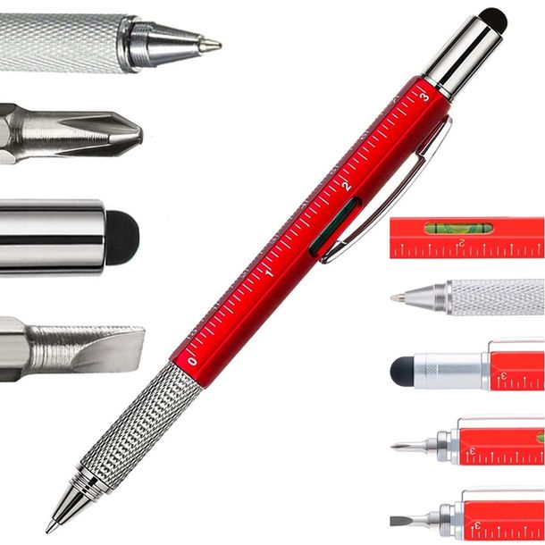 DŁUGOPIS WIELOFUNKCYJNY ŚRUBOKRĘT MULTITOOL 6w1 MIARKA POZIOMICA KLIPS