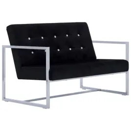 sofa-aksamitna-2-osobowa-czarna-114x78x81cm