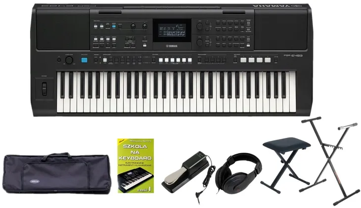 YAMAHA PSR E-483 E483 KEYBOARD KLAWISZ DO NAUKI + KURS NAUKI SET 4
