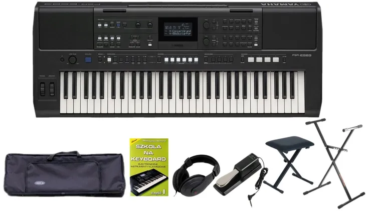 YAMAHA PSR E-583 E583 KEYBOARD KLAWISZ DYNAMICZNA KL. + KURS DO NAUKI SET 4