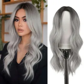 feshfen-szara-peruka-syntetyczna-ombre-przedzialek-na-srodku-55-cm