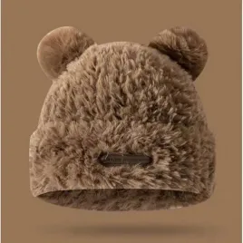 czapka-zimowa-pluszowa-brazowa-z-uszami-misia-uniwersalna-ciepla