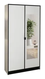 szafa-dwudrzwiowa-lumi-105-bialy-2d-z-lustrem-uchwyt-czarny
