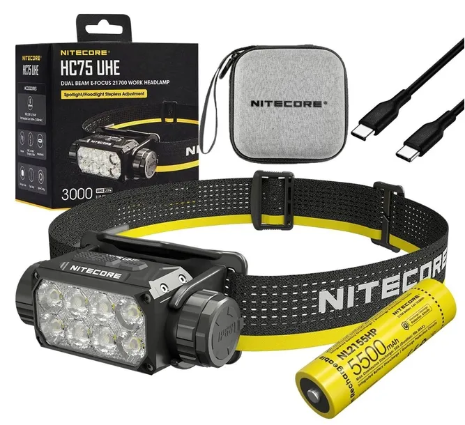 Latarka Czołowa Czołówka Nitecore HC75 UHE 3000 lm USB-C Białe + Czerwone