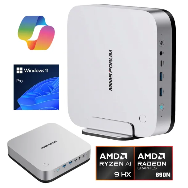 Mini komputer PC AI X1 Pro 32GB 1TB Ryzen AI 9 HX 370 890M Win11 Oculink