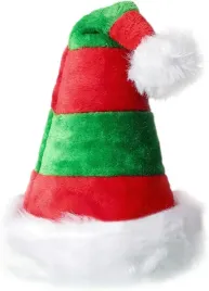 pluszowa-czapka-swietego-mikolaja-z-pomponem-kostium-stroj-czerwono-zielona