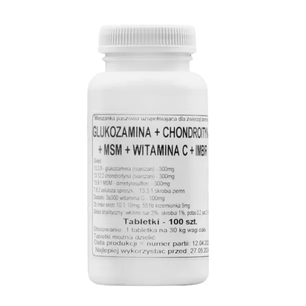Podkowa Glukozamina + Chonfroityna + MSM + Witamina C + Imbir 100 tab.