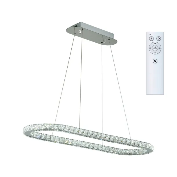 Lampa wisząca LED chrom nad stół kryształ 90cm żyrandol sufit PETRA WOBAKO