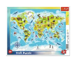 puzzle-25ramkowe-mapa-swiata-ze-zwierzetami-trefl