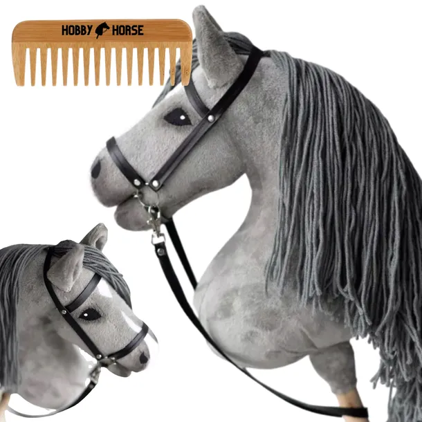 HOBBY HORSE KOŃ NA KIJU A4 KONIK GŁOWA KONIA PATYKU Z GRZYWĄ + GRZEBIEŃ