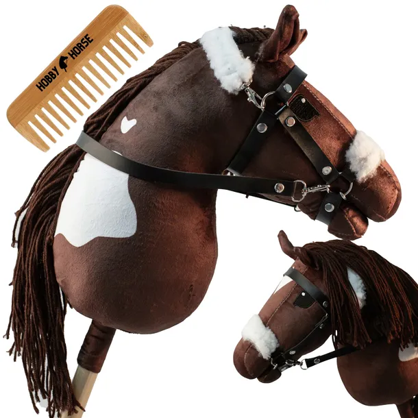 HOBBY HORSE KOŃ NA KIJU A3 KONIK GŁOWA KONIA PATYKU Z GRZYWĄ + GRZEBIEŃ