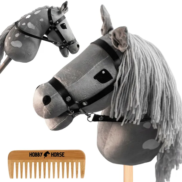 HOBBY HORSE KOŃ NA KIJU A4 KONIK GŁOWA KONIA PATYKU Z GRZYWĄ + GRZEBIEŃ