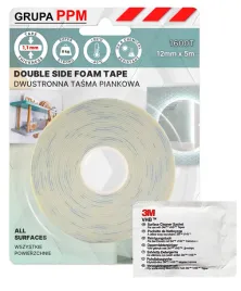 Zdjęcie produktu PPM 3M 1600T 12MMX5M DWUSTRONNA TAŚMA PIANKOWA 1,1MM WSZYSTKIE POWIERZCHNIE