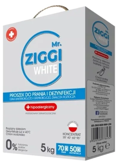 ZIGGI proszek hipoalergiczny do prania 5 kg białego dezynfekujący