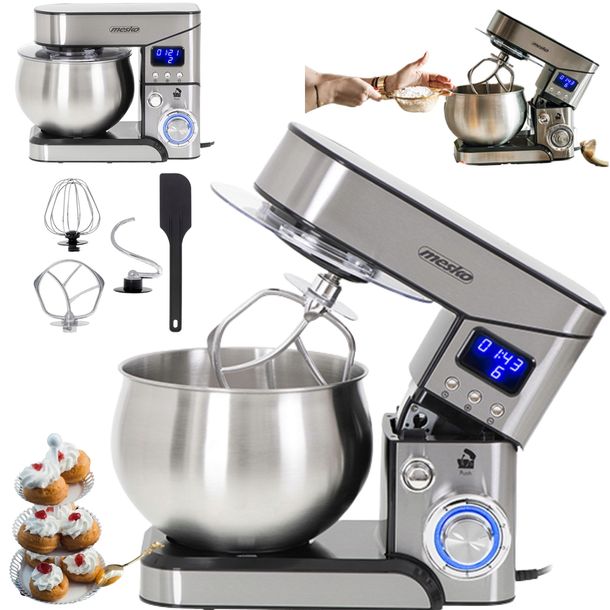 Robot Planetarny Kuchenny Mikser z Misą 5L LCD Mocny 2000W Zestaw Hak