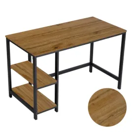 biurko-male-ciemny-braz-rustykalne-polki-loft-z-polkami-czarne-blat-metal