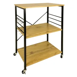 wozek-kuchenny-loft-na-kolkach-3-polki-blat-dab-czarna-rama-z-haczykami