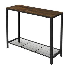 konsola-loft-waska-100x35-rustykalny-blat-metalowa-polka-siatkowa-do-salonu