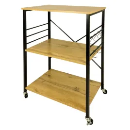 wozek-kuchenny-loft-na-kolkach-3-polki-blat-dab-czarna-rama-z-haczykami