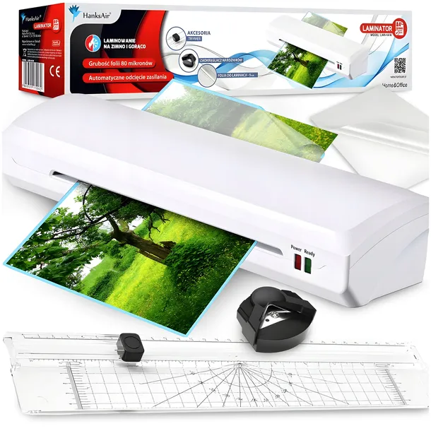 LAMINATOR LAMINARKA A4 NA CIEPŁO I ZIMNO + FOLIA DO LAMINOWANIA I TRYMER