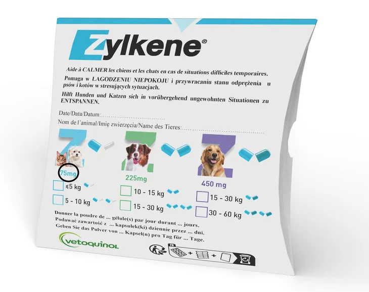 Vetoquinol Zylkene 75 mg 30 kapsułek na Stres Lęk
