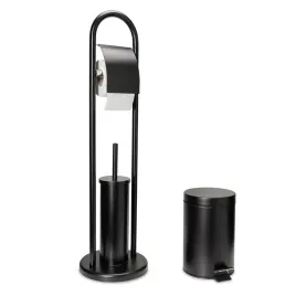Zdjęcie produktu Zestaw łazienkowy WC 2w1 czarny mat + kosz 3L stojak papier + szczotka loft
