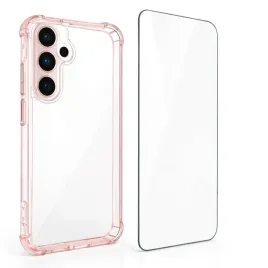 komplet-etui-z-szybka-ivoler-do-samsung-galaxy-s25-rozowe-przezroczyste