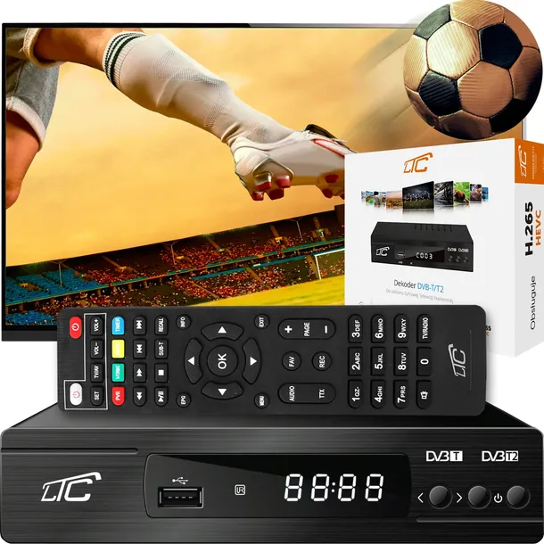 DEKODER TUNER TV NAZIEMNEJ DVB-T2 i DVB-C H.265 HEVC FULL HD USB HDMI PILOT