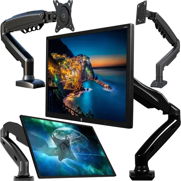 UCHWYT DO MONITORA REGULOWANY BIURKOWY LCD 17"-40" SOLIDNY CERTYFIKOWANY
