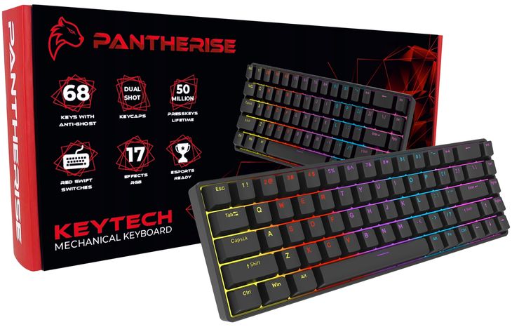 KLAWIATURA MECHANICZNA GAMINGOWA PODŚWIETLENIE RGB PANTHERISE 68 KEYTECH