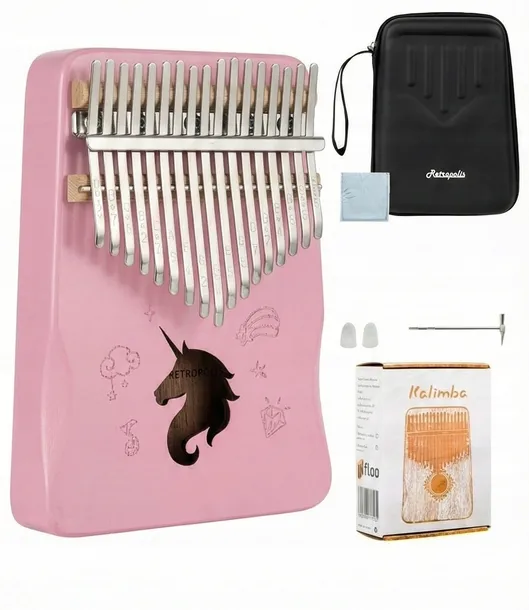 Retropolis kalimba instrument muzyczny drewniany mahoń PINK UNICORN