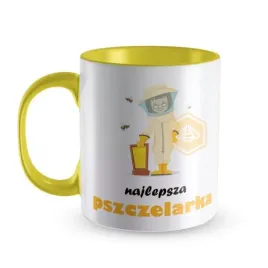 kubek-z-nadrukiem-zolty-najlepsza-pszczelarka