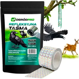 Zdjęcie produktu ODSTRASZACZ PTAKÓW 50M TAŚMA REFLEKSYJNA NA SZPAKI GOŁĘBIE KRUKI DZIKI