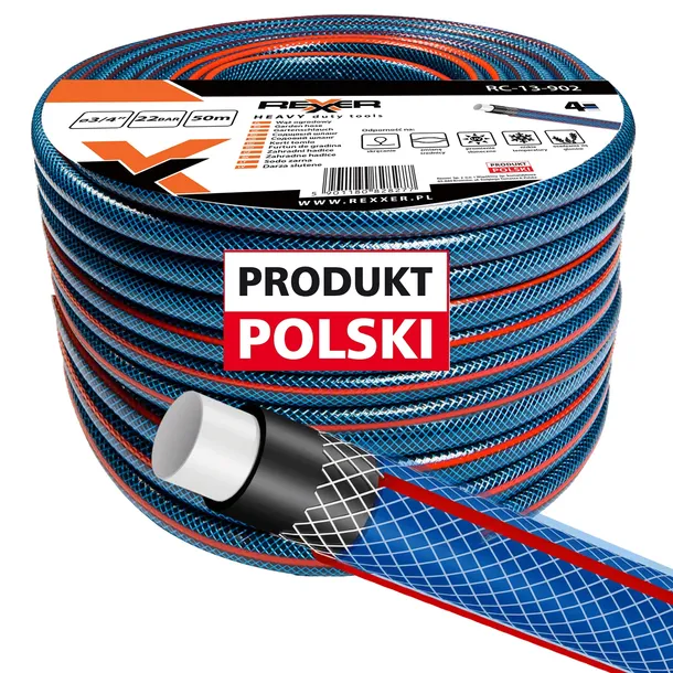 WĄŻ OGRODOWY GUMOWY 3/4” 50m 4 WARSTWOWY ZBROJONY PRODUKT POLSKI