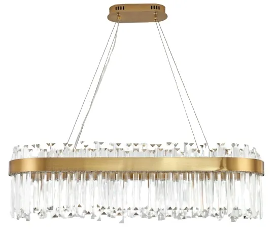 Żyrandol Kryształowy LED 24W Lampa Wisząca Lux Crystal Prisms 100Cm Złoty