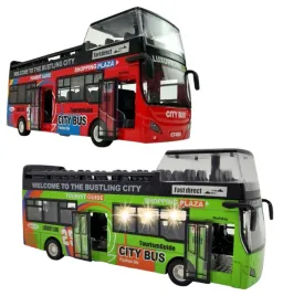 zestaw-dwoch-zabawkowych-autobusow-miejskich-zielony-i-czerwony-pietrowy