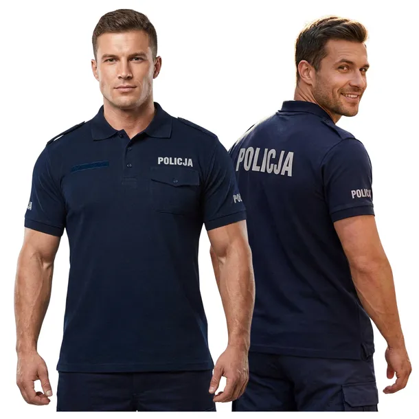 Koszulka Polo Policja Męska Z Pagonami Bawełna Granatowa Służbowa XXXL 3XL