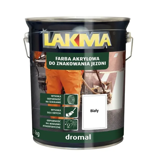 DROMAL FARBA DROGOWA do ZNAKOWANIA JEZDNI BIAŁY 5KG LAKMA